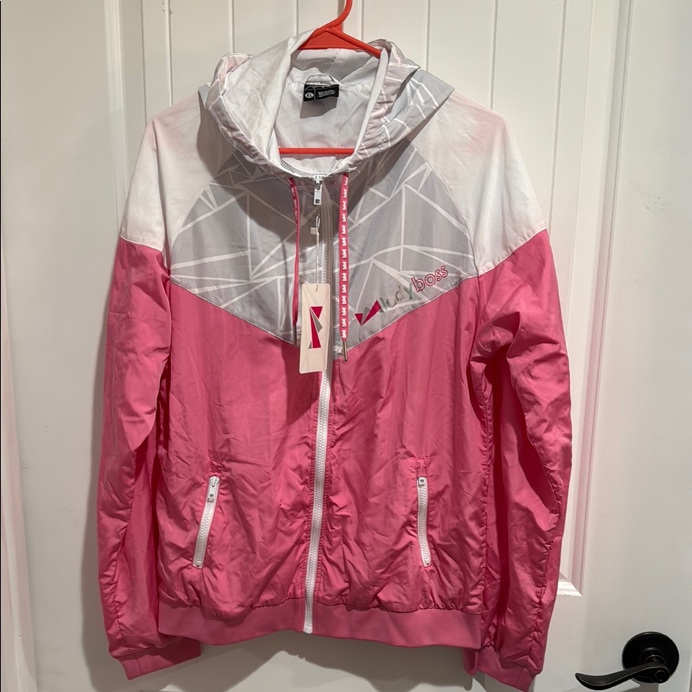 Pink and white LadyBoss jacket